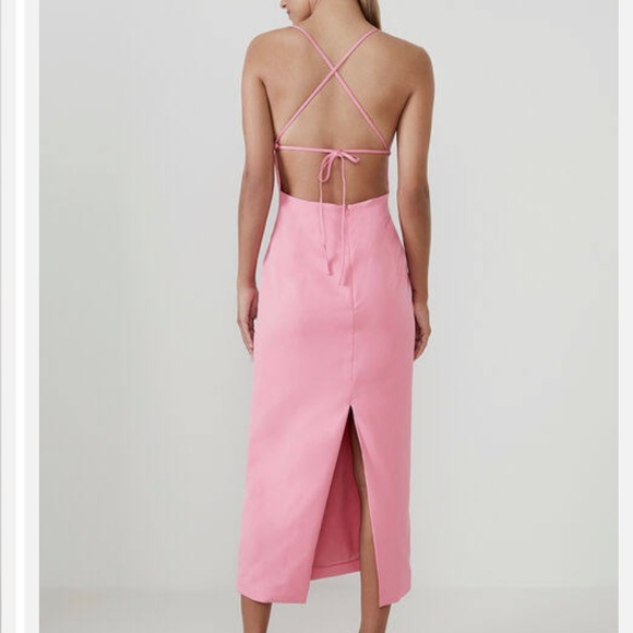 JILLIAN BACK DETAIL MIDI DRESS IN PINK SORBET SIZE 6 SMALL - Picture 3 of 8